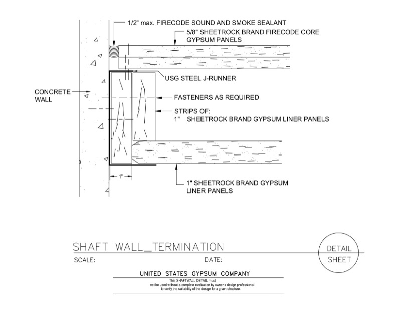 Design Details Details Page - Shaft Wall Termination 415-B J Runner - Gap